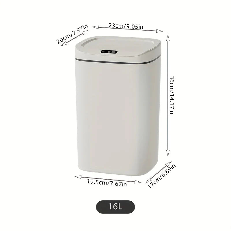 [Smart Sensor] Quiet Close Trash Can with Odor Control, IPX5 Waterproof Touchless Garbage Bin for Bathroom, Kitchen & Office, 3.17/3.7/4.23 Gal Capacity Options, Battery Powered (AA) - Modern & Sleek