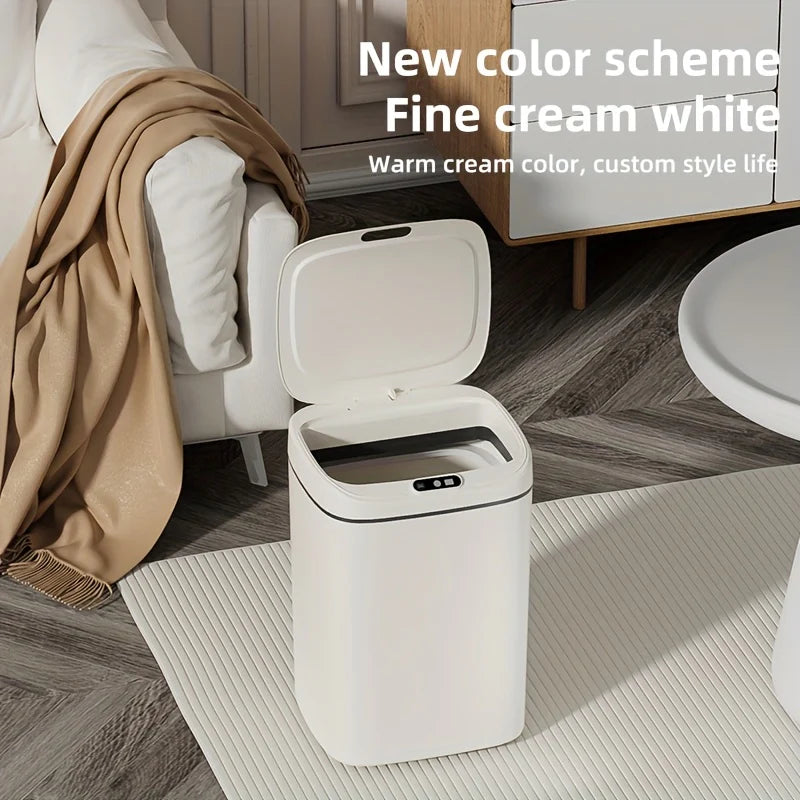 [Smart Sensor] Quiet Close Trash Can with Odor Control, IPX5 Waterproof Touchless Garbage Bin for Bathroom, Kitchen & Office, 3.17/3.7/4.23 Gal Capacity Options, Battery Powered (AA) - Modern & Sleek