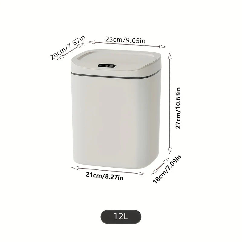 [Smart Sensor] Quiet Close Trash Can with Odor Control, IPX5 Waterproof Touchless Garbage Bin for Bathroom, Kitchen & Office, 3.17/3.7/4.23 Gal Capacity Options, Battery Powered (AA) - Modern & Sleek