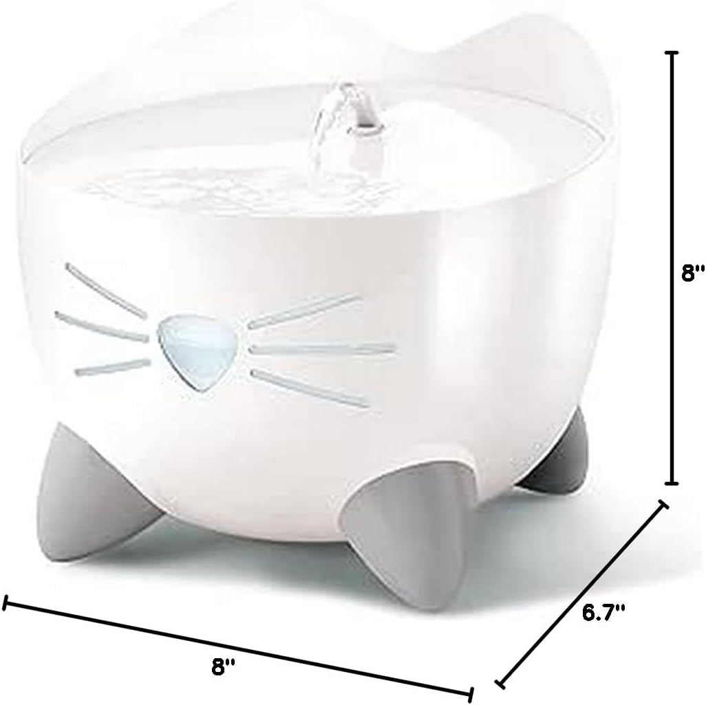 Fontanella per gatti con triplo filtro e opzioni di abbeveraggio ergonomiche, bianca.