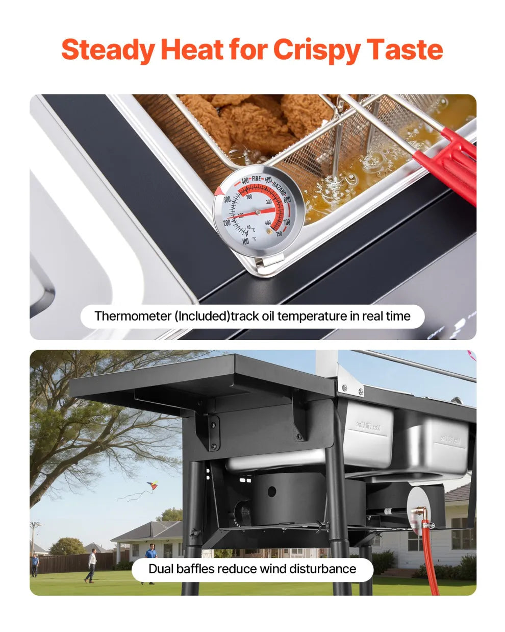 ⚡️Factory wholesale promotion 80% OFF⚡️ Outdoor Propane Deep Fryer, Dual-Tank 8QTx2 Commercial Fryer, Stainless Steel Cooker with Foldable Platform