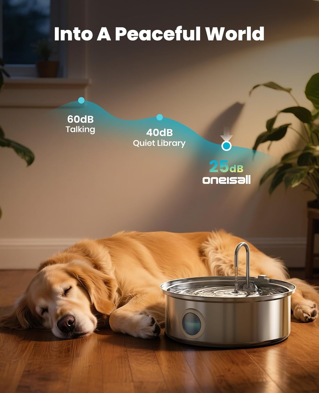 Fontana per cani, 7 litri/230 oz/1,8 g, silenziosa, con ciotola in acciaio inossidabile, indicatore visivo del livello dell'acqua e triplo sistema di filtraggio.