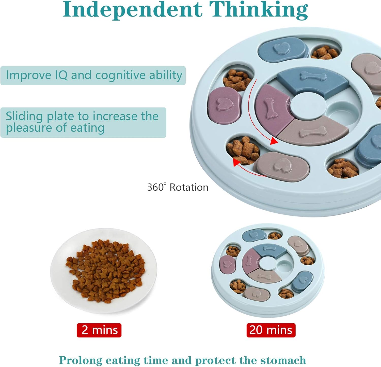 Puzzle per cani, giocattoli alimentari per cani per l'allenamento del QI e l'arricchimento mentale, puzzle con premietti per cani (blu)