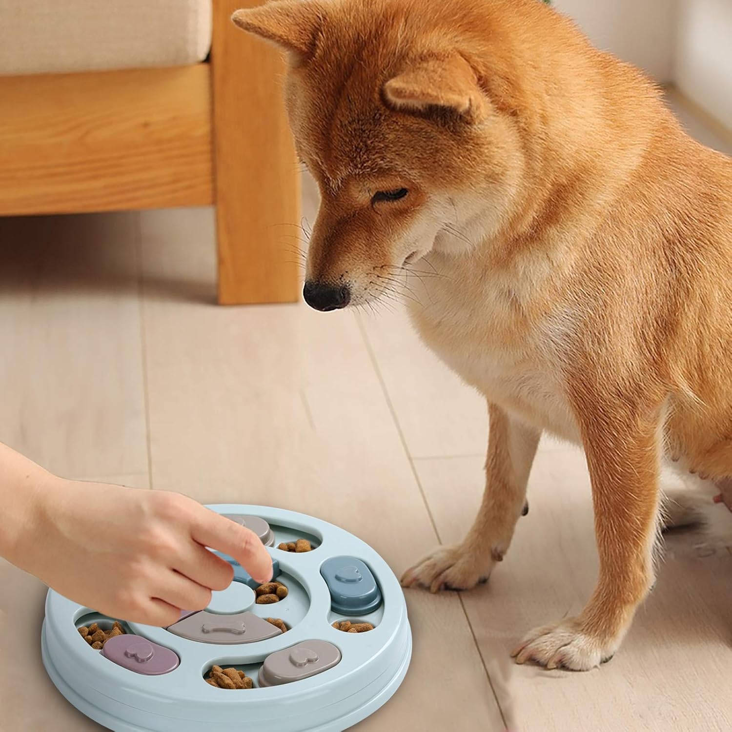 Puzzle per cani, giocattoli alimentari per cani per l'allenamento del QI e l'arricchimento mentale, puzzle con premietti per cani (blu)
