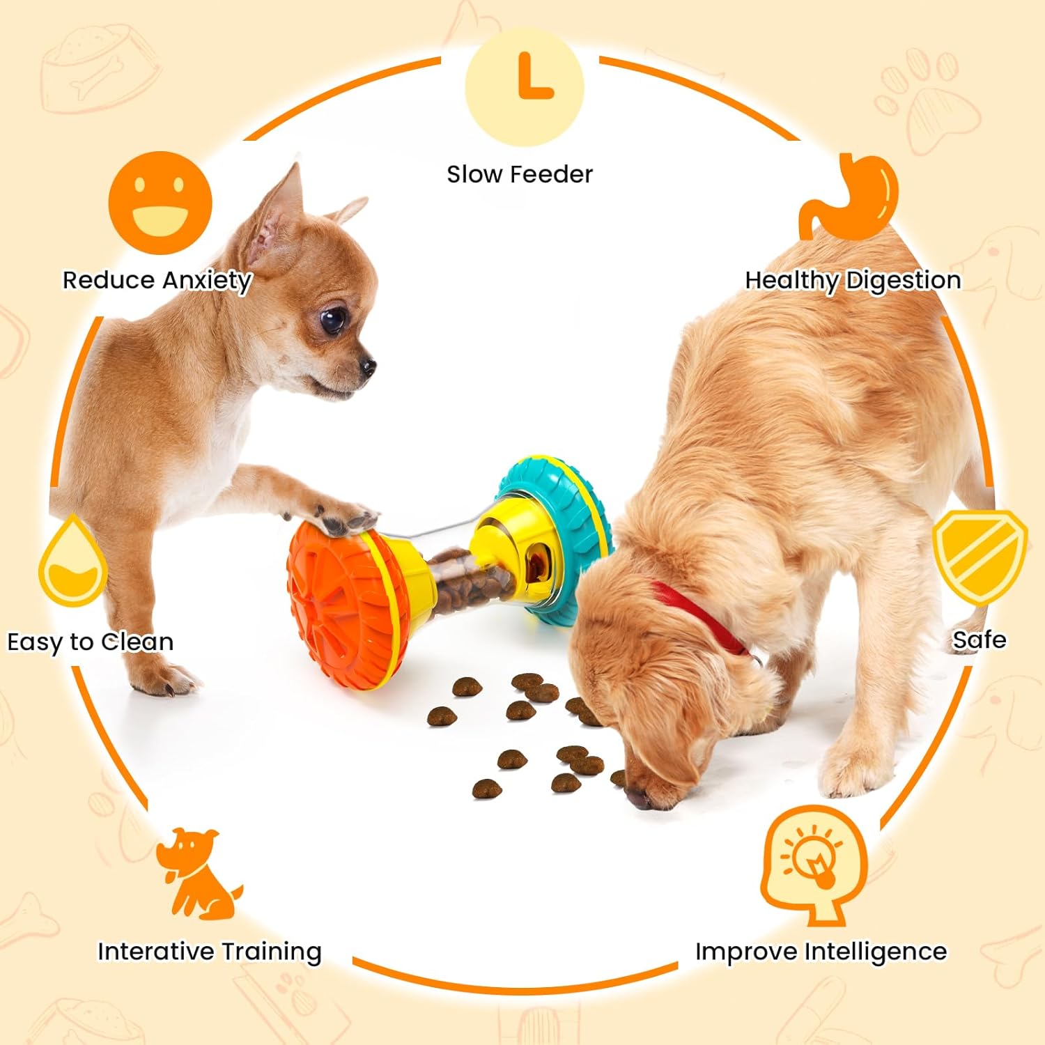 Giochi interattivi per cani, puzzle per combattere la noia, giochi di arricchimento ambientale per tenere occupati i cani, distributore di snack a lenta erogazione.