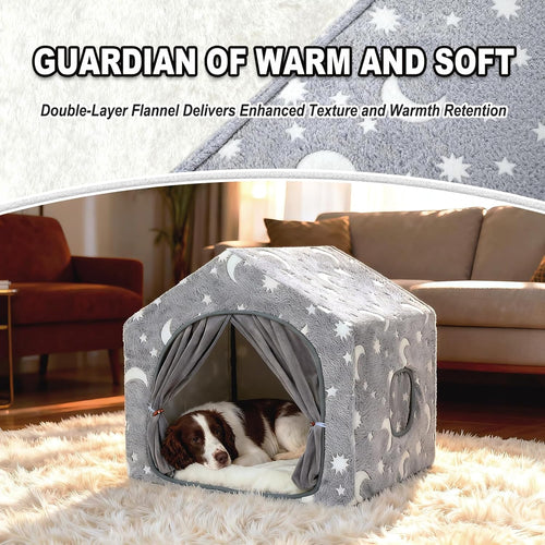 Cuccia per cani da interno, tenda luminosa a forma di stella con struttura, cuccia lavabile, adatta a cani di piccola e media taglia (8-18 kg).