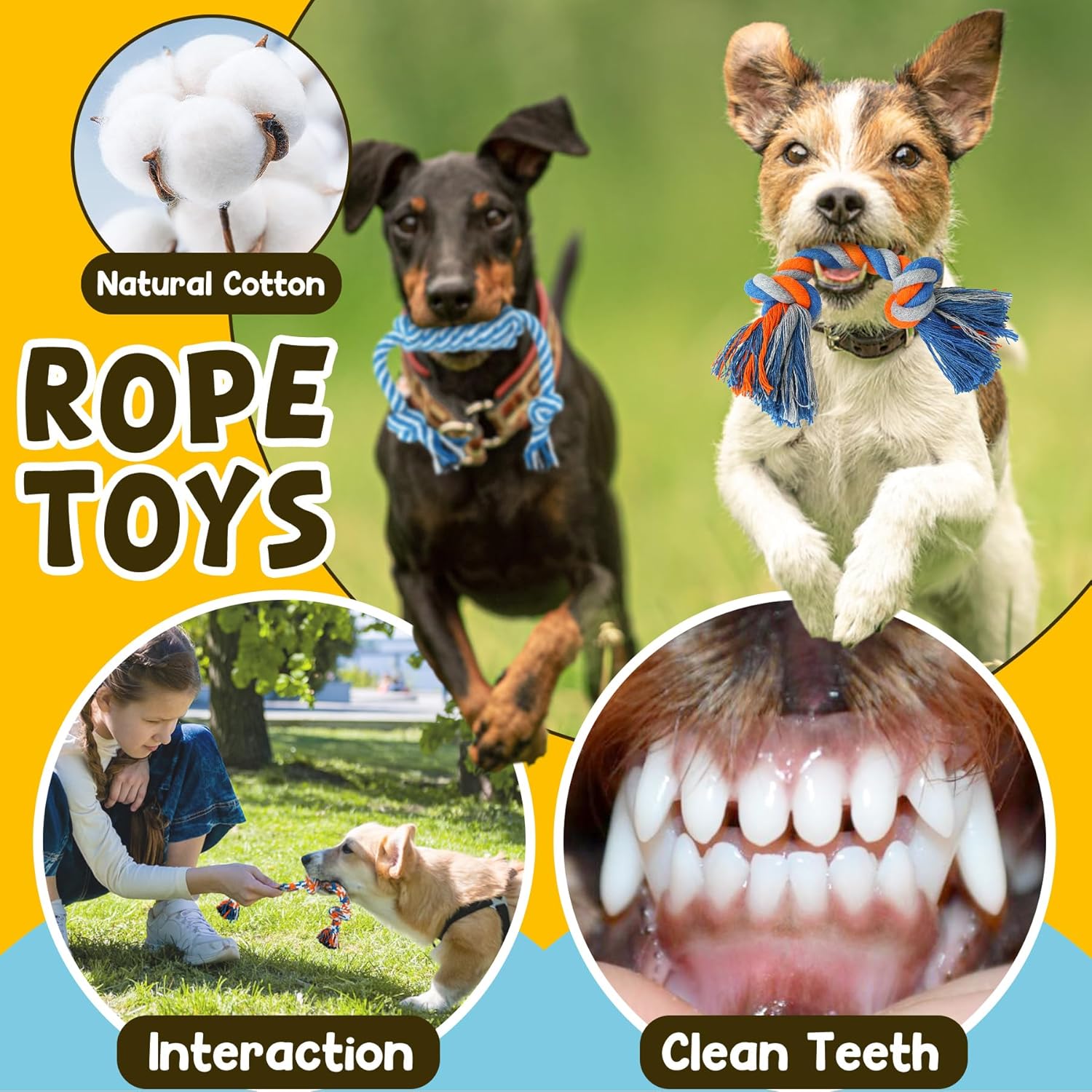 Confezione da 9 giocattoli di lusso per cuccioli in fase di dentizione, giocattoli da masticare per cuccioli con simpatici giocattoli sonori, palla e altri giocattoli da masticare in corda per cani.