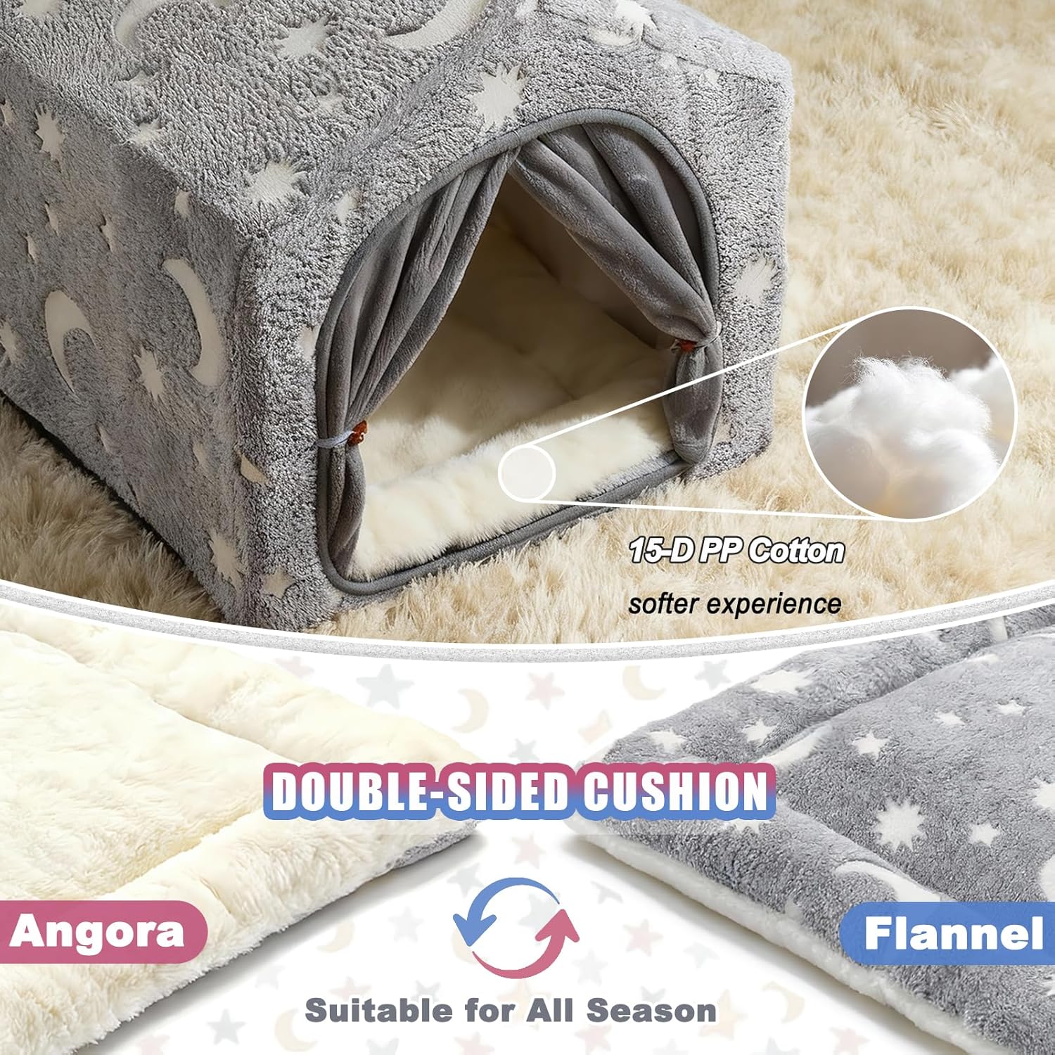 Cuccia per cani da interno, tenda luminosa a forma di stella con struttura, cuccia lavabile, adatta a cani di piccola e media taglia (8-18 kg).
