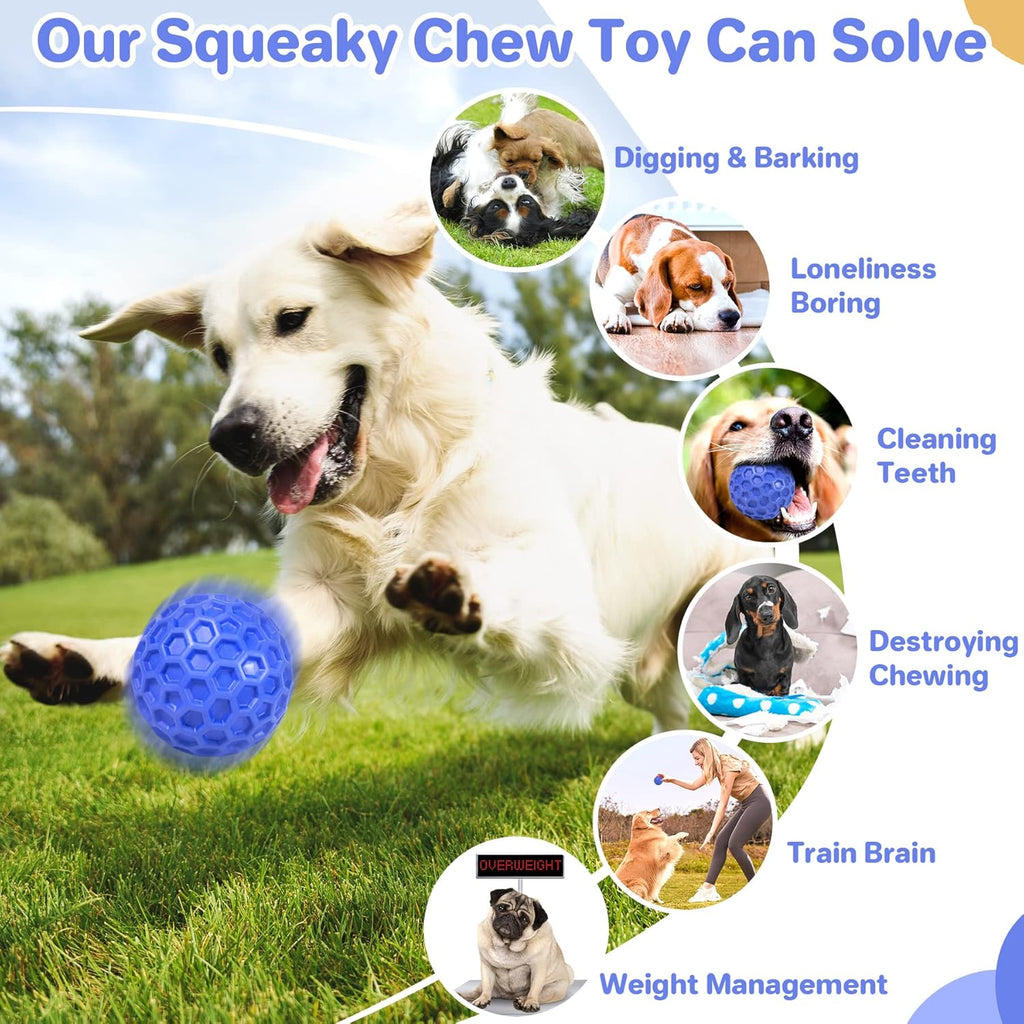 Palla per cani indistruttibile con fischietto, allevia l'ansia, pulisce i denti, giocattolo interattivo da masticare per cani che masticano con aggressività, giocattolo per cani di taglia grande, per esterni