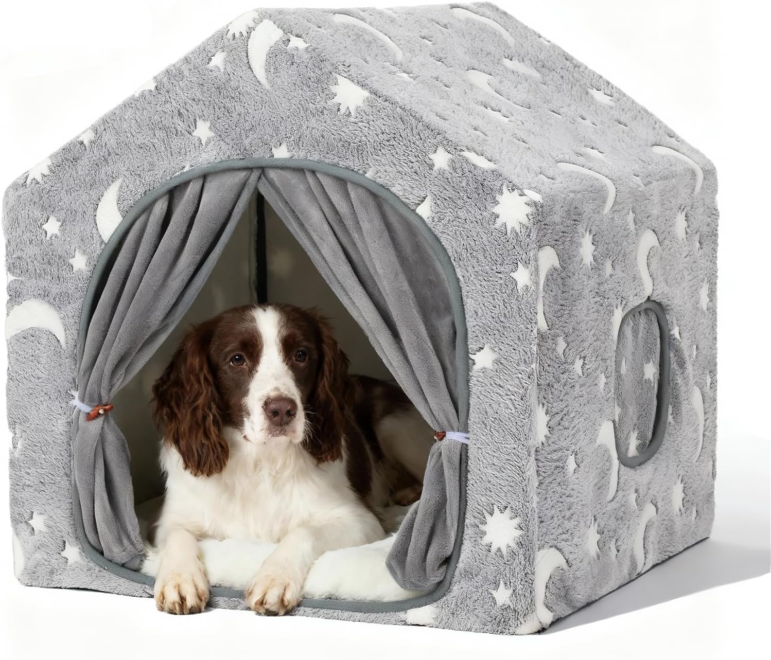 Cuccia per cani da interno, tenda luminosa a forma di stella con struttura, cuccia lavabile, adatta a cani di piccola e media taglia (8-18 kg).